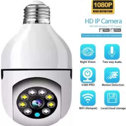 SROPX 1080p WiFi Light Bulb Security Camera | 360° CCTV Night View Security Camera-image-38