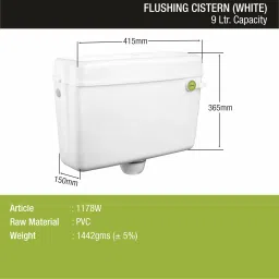 lipka Round PVC Flushing Cistern White Colour Side Handle Flush Tank image 2