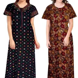 Printed Pure Cotton Stitched Straight Gown-image-18