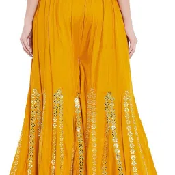 Women Regular Fit Gold Viscose Rayon Trousers-image-75