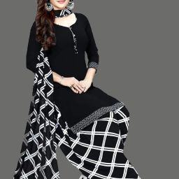 Unstitched Crepe Salwar Suit Material Printed-image-38
