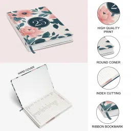 diarymart Hardbound Floral Design 2025 Diary For Girls I New Year Diary 2025 With Dates I A5 Diary Ruled 344 Pages image 3
