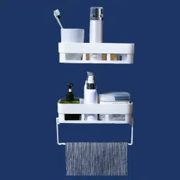 ABS Plastic Home Kitchen Wall Hook Hanger Wall Shelf with Sticker Plastic Wall Shelf-16