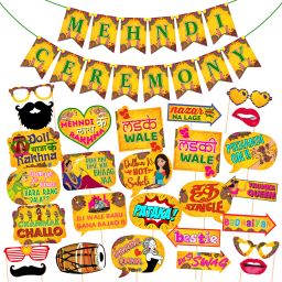 27 Pcs Mehandi Props for Photoshoot & 1 Pcs Mehndi Ceremony Banner Mehndi Props-image-26