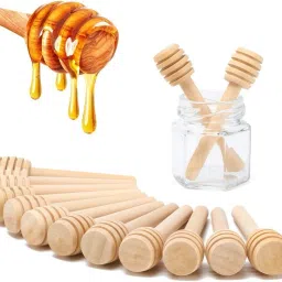 3 Inch Wooden Honey Dipper Sticks Honey Jar Dispense Drizzle Wooden Table Spoon Set-image-23