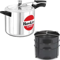 Classic Pressure Cooker With Hard Anodised 3 Pc Separater Cooker Dabba and Stand 6.5 L Pressure Cooker-image-38