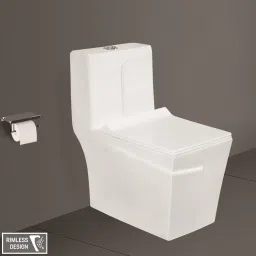 Rimless Flushing One Piece Water Closet for Bathroom Ewc S Trap 9 Inch Kuba Western Commode-21