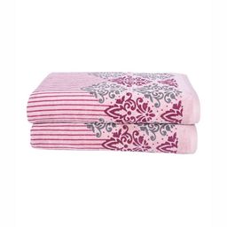 RANGOLI Purple & Grey 2 Piece Printed Cotton 450 GSM Towel Set-22