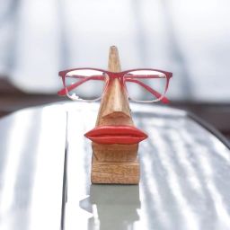 Wooden Brown Handcrafted Nose Shaped Goggle Spectacle/Specs Eyeglass Holder Door Hanger-image-59