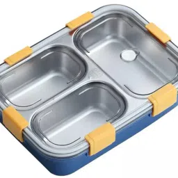 Stainless Steel Lunch Box 3 Compartment with Steel Cutlery (Pack of 1) 3 Containers Lunch Box-16