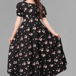 Crepe Stitched Flared/A-line Gown-image-99