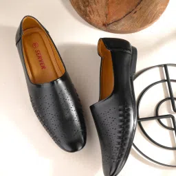 Server Men Black Synthetic Leather Solid Mojaris Shoe Mojaris For Men-picture-19