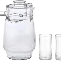 1st Time 1 Glass Jug With Lid And 2 Matching Glasses Set, Perfect For Serving Drinks –B17 Jug Glass Set-image-29