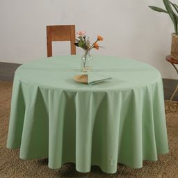 HANDICRAFT PALACE Sea-Green Solid 6 Seater Cotton Round Dining Table Cover-23