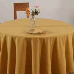 HANDICRAFT PALACE  Gold-Tonned 6 Seater Solid Cotton Table Covers-56