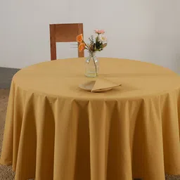 HANDICRAFT PALACE Gold-Toned Cotton Round 8 Seater Table Cover-58