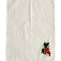 BELLEVEN Off White & Red 4 Pieces Floral Embroidered Cotton Table Napkins-58