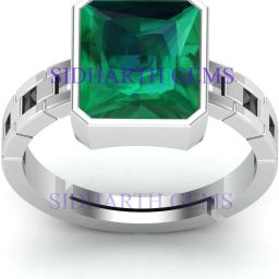11.25 Ratti Panna Gemstone Original Certified Green Stone Emerald Brass Emerald Silver Plated Ring-image-59