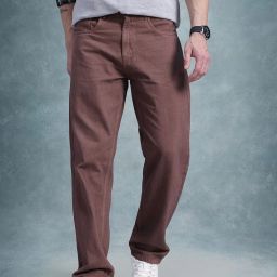 Men Straight Fit Mid Rise Brown Jeans-image-39