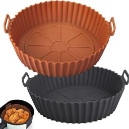 2 Pcs Reusable Air Fryer Silicone Pots for Food Safe Air fryers Oven Accessories Airfryer Grill Pan-57