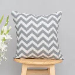 the yellow dwelling Grey Cotton Zig Zag 20x20 inches Cushion Cover-picture-17