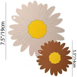 besillia Silicone Coasters Set - Non-Slip Coasters Made of Silicone Soft Glue Washable & Reusable Coaster for Kitchen, Dining Table, Office, Big+Small,Random Trivet image 2