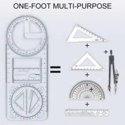 vyomenter Multifunctional Geometric Ruler Student Math Movable Drawing Template Measuring Ruler image 5
