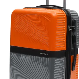 Medium Check-in Suitcase (64 cm) 4 Wheels - VENICE - Dual Color Scratch Proof Printed Trolley Bag - Orange, Grey-image-52
