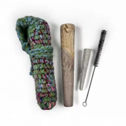 6" Soapstone Marble Chillum With leaf Design Stoneware Inside Fitting Hookah Mouth Tip-image-29