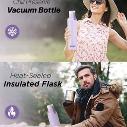 Pexpo Purple & White Stainless Steel Double Wall Vacuum Water Bottle 750 ml image 4