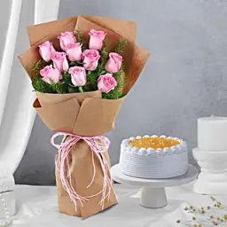 10 Pink Rose With Pineapple Cake-image-83