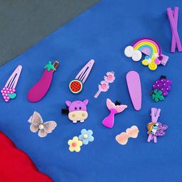 Yellow Chimes Girls Set of 14 Embellished Tic Tac Hair Clip-9