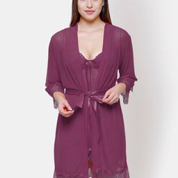 FashionRack Purple Net Baby Doll With Robe-image-28