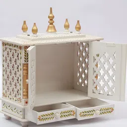 CRAFTSFORT White & Gold Toned Wooden Home Temple-image-16