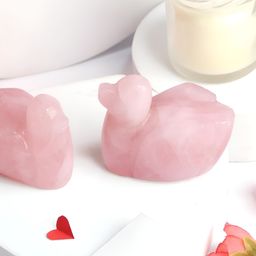 Shubhanjali Rose Quartz Duck Valentine Pair Showpiece-image-62