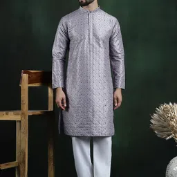 SOJANYA LUXE Ethnic Motifs Embroidered Regular Thread Work Kurta with Pyjamas-picture-13