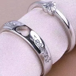UNIVERSITY TRENDZ Set Of 2 Silver-Plated Adjustable Couple Finger Rings-image-10