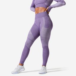Women Gym Leggings Seamless High Waist with Phone Pocket - Aubergine Purple-image-77