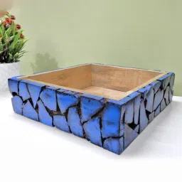 disoo fashions Mosaic Mint Blue Handpainted 11 inch Wood Serving Tray-picture-24