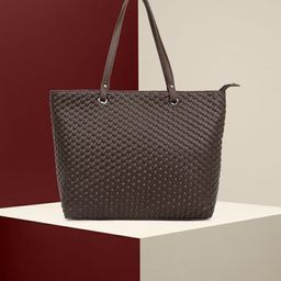 OsaiZ Colourblocked PU Oversized Structured Tote Bag with Applique-13