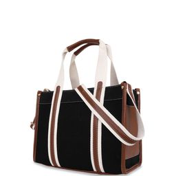 Womanix Striped Structured Handheld Bag with Applique image 2
