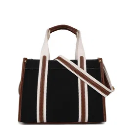 Womanix Striped Structured Handheld Bag with Applique image 3