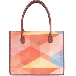 ZOUK Geometric Printed Structured Tote Bag image 4