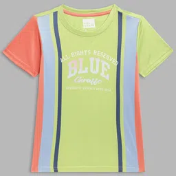 Blue Giraffe Boys Multicoloured Typography Striped T-shirt-image-9