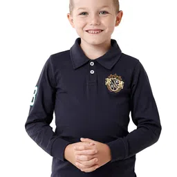 KATE & OSCAR Boys Navy Blue Polo Collar Full sleeve T-shirt-38