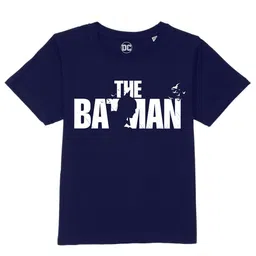 DC by Wear Your Mind Boys Navy Blue Typography Batman Printed Pure Cotton T-shirt-image-83