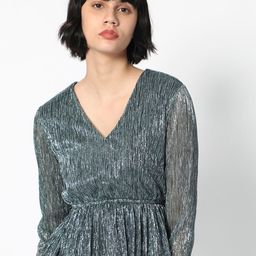 RAREISM Shimmer Peplum Evening Top-36