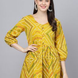 Divena Mustard Ethnic Motifs Printed Longline Top-image-20
