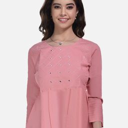 StyFun Ethnic Motifs Embroidered Gathered Or Pleated Cotton A-Line Top-image-25