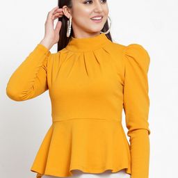 Dream Beauty Fashion Puff Sleeves Peplum Top-image-78